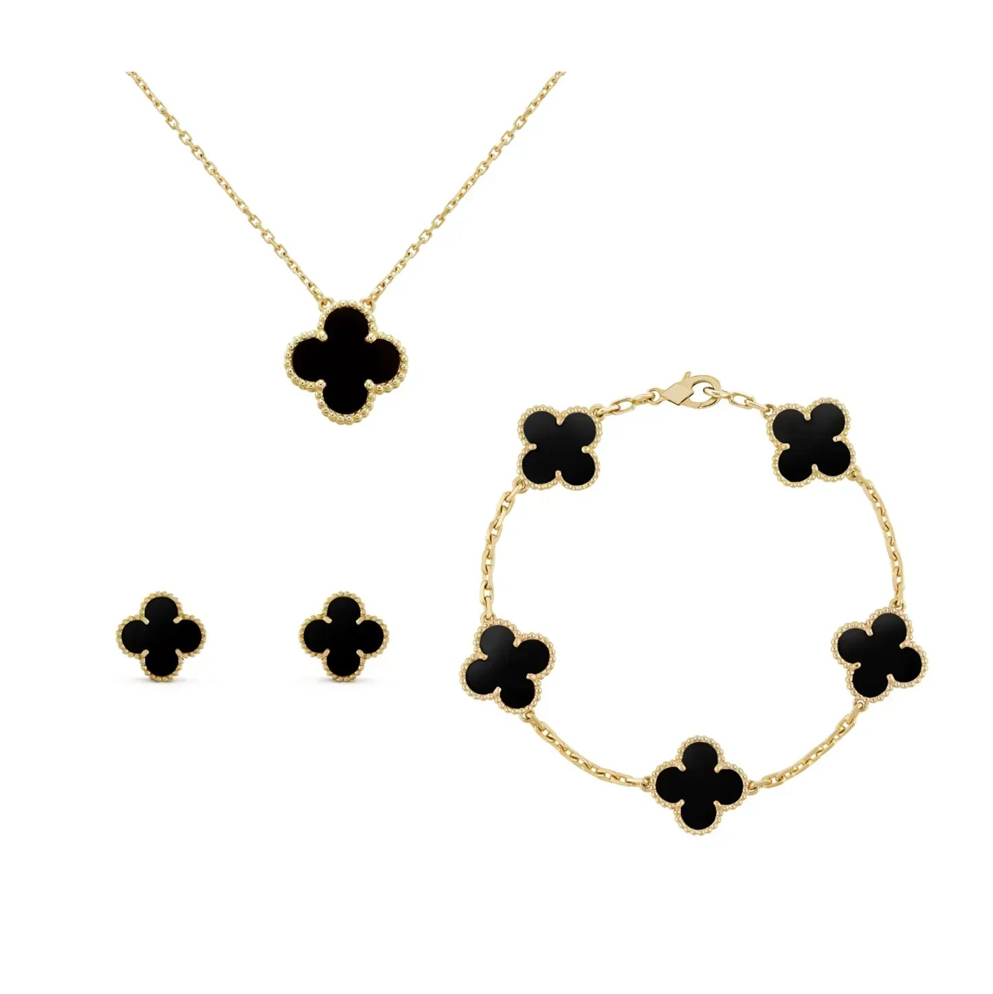 Golden Black Luxe | Set de trèfles à quatre feuilles