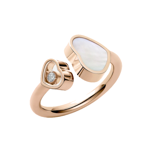 Bague coeur - or rose / blanc