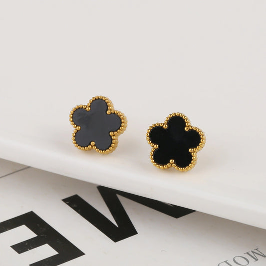 À QUATRE FEUILLES | CLOUS D'OREILLES NOIRS